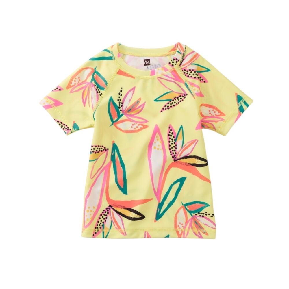 NEW Tea Collection Birds of Paradise Short Sleeve Swim Rash Guard size 2